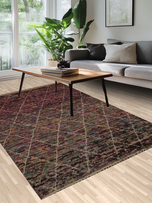 Colorful Moroccan Area Rug 6x10 with Geometric Design