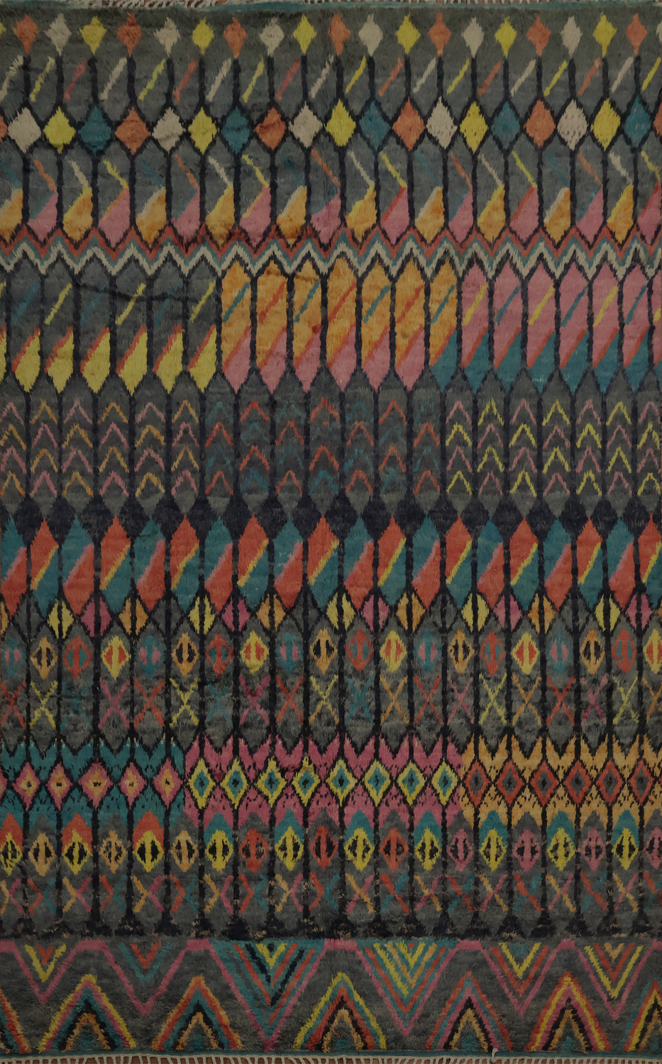 Chic Moroccan Large Rug 10x15 with Striking Multicolor Geometrics