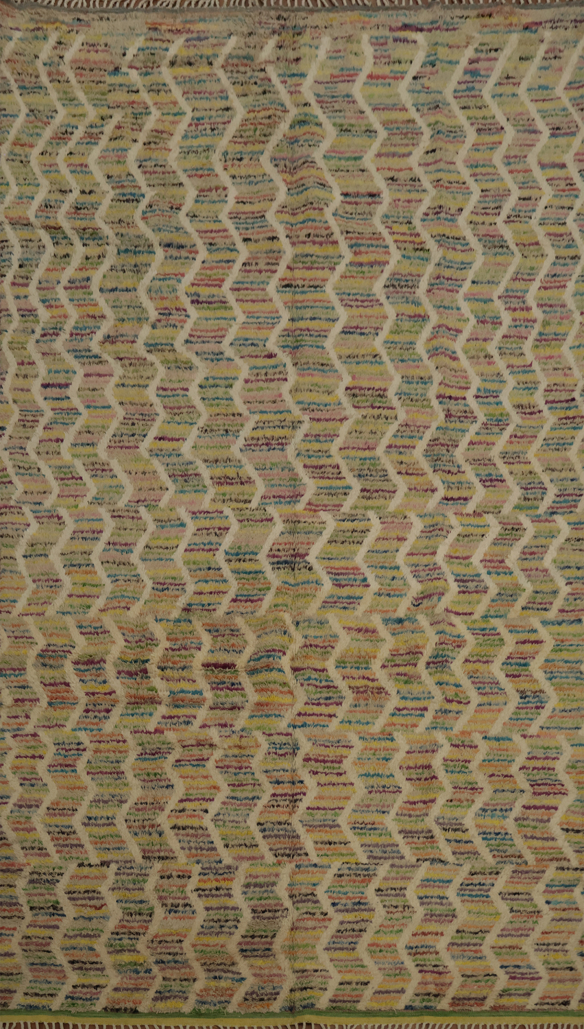 Intricate Zigzag Pattern Moroccan Large Rug 9x15 in Earthy Tones
