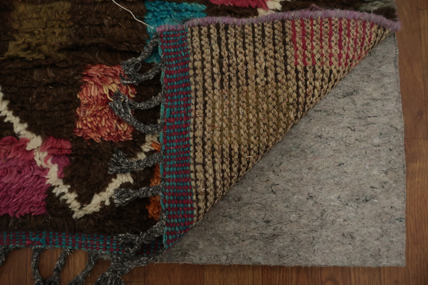 Checkered Lines: Multicolored Geometric Moroccan Area Rug 7x11