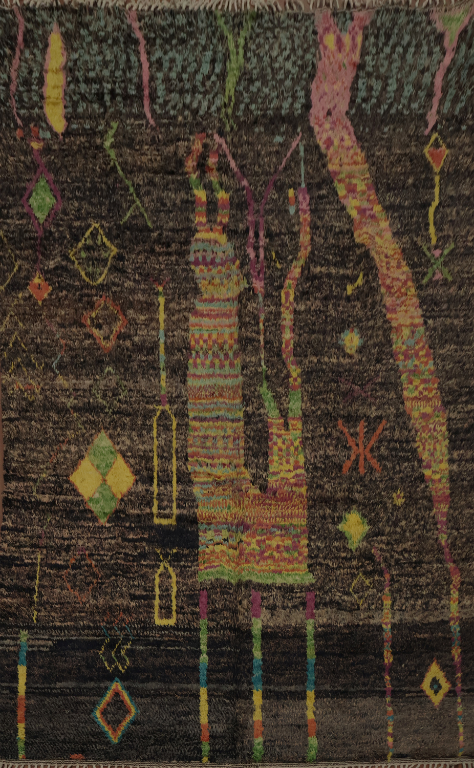 Bohemian Moroccan Large Area Rug 9x13 with Intricate Symbolic Designs