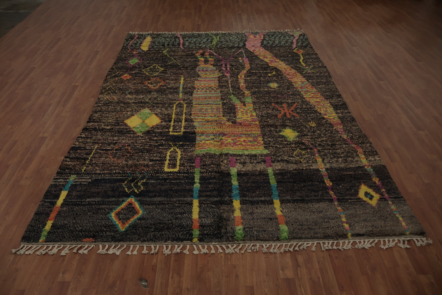 Bohemian Moroccan Large Area Rug 9x13 with Intricate Symbolic Designs