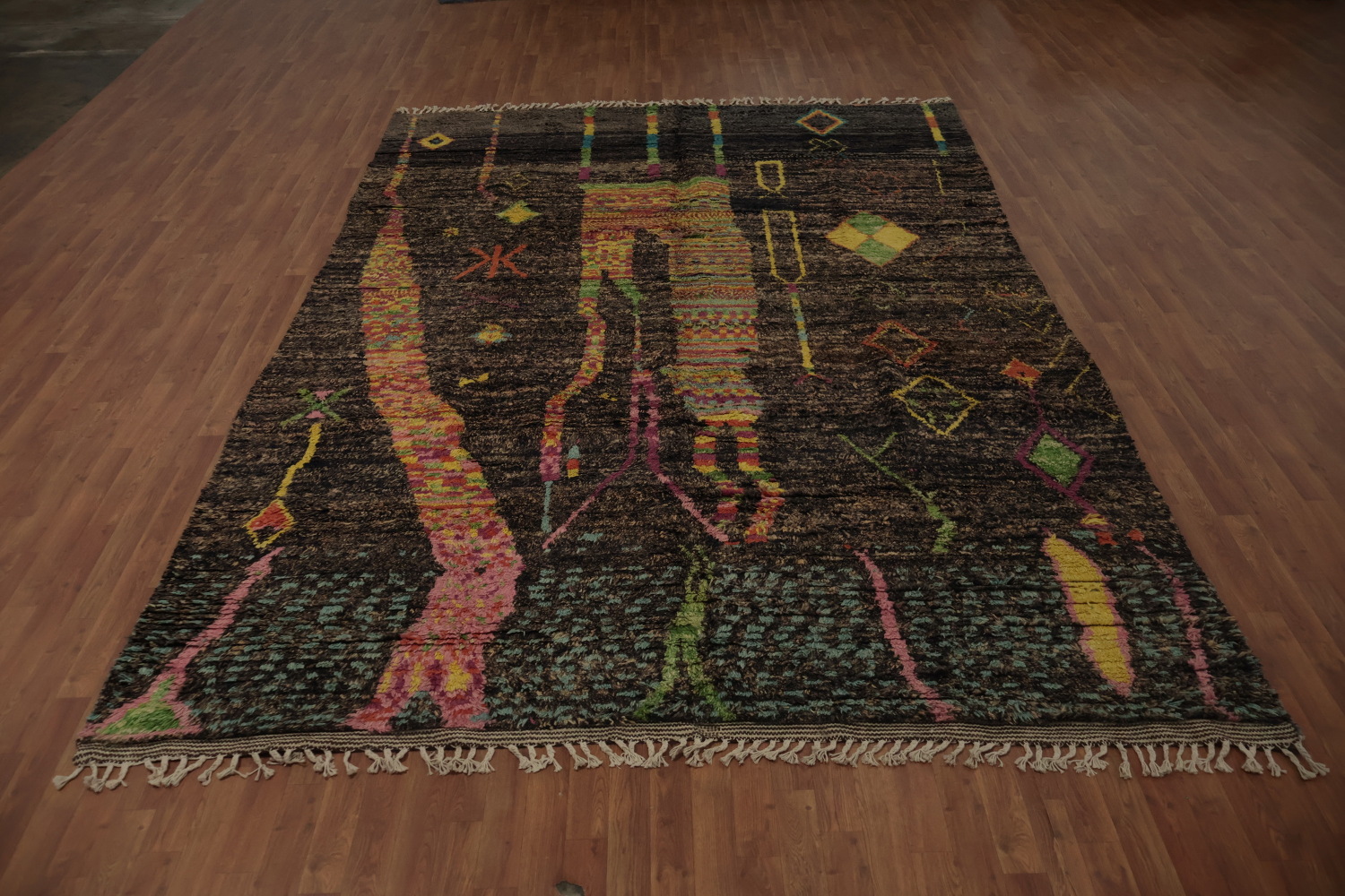 Bohemian Moroccan Large Area Rug 9x13 with Intricate Symbolic Designs