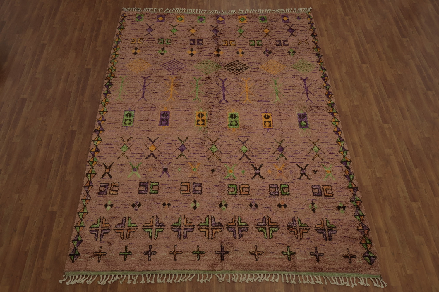 Stylish Fusion of Color and Geometry Moroccan Large Area Rug 9x12
