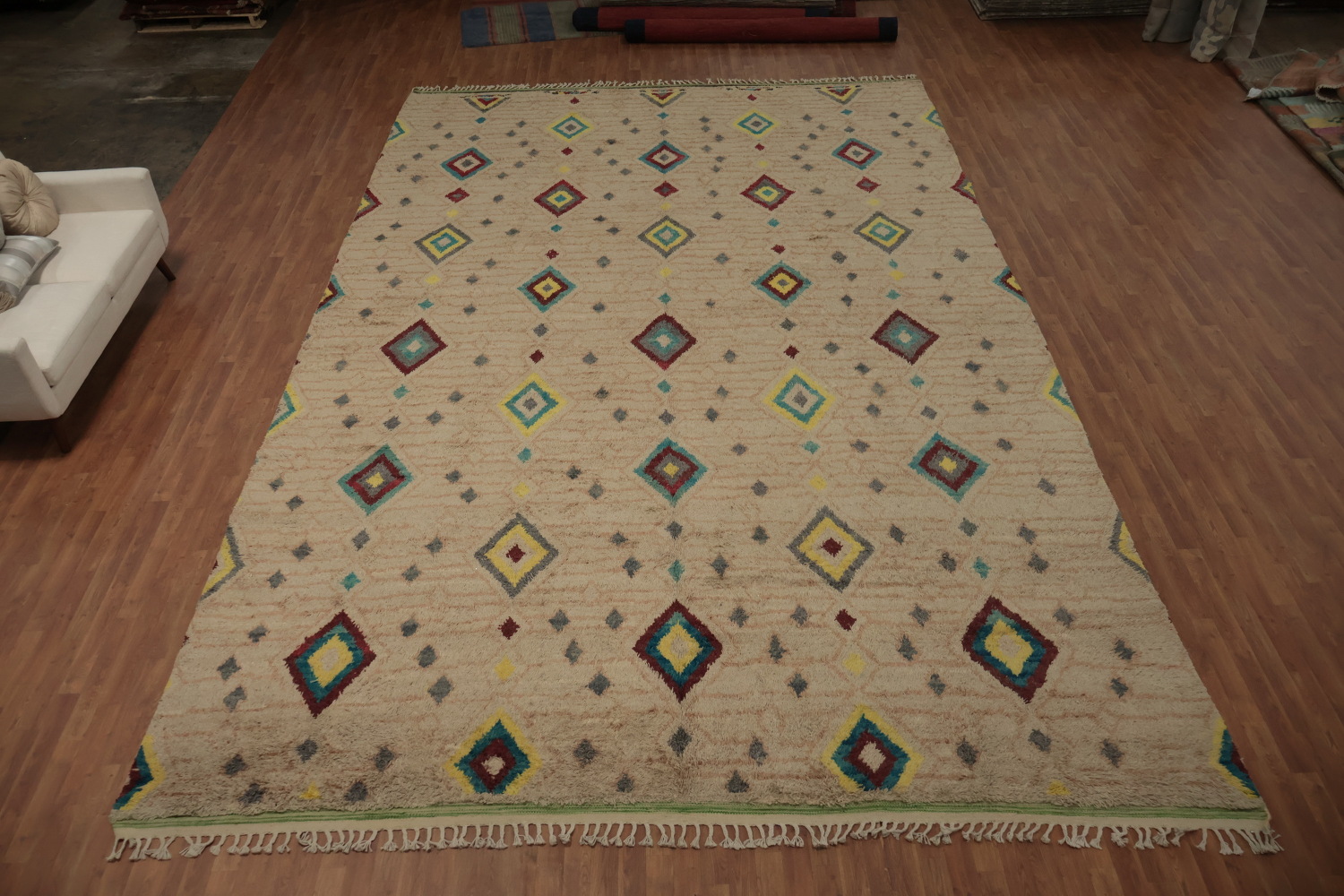 Intricate Diamonds Moroccan Large Rug 12x19 for Contemporary Homes