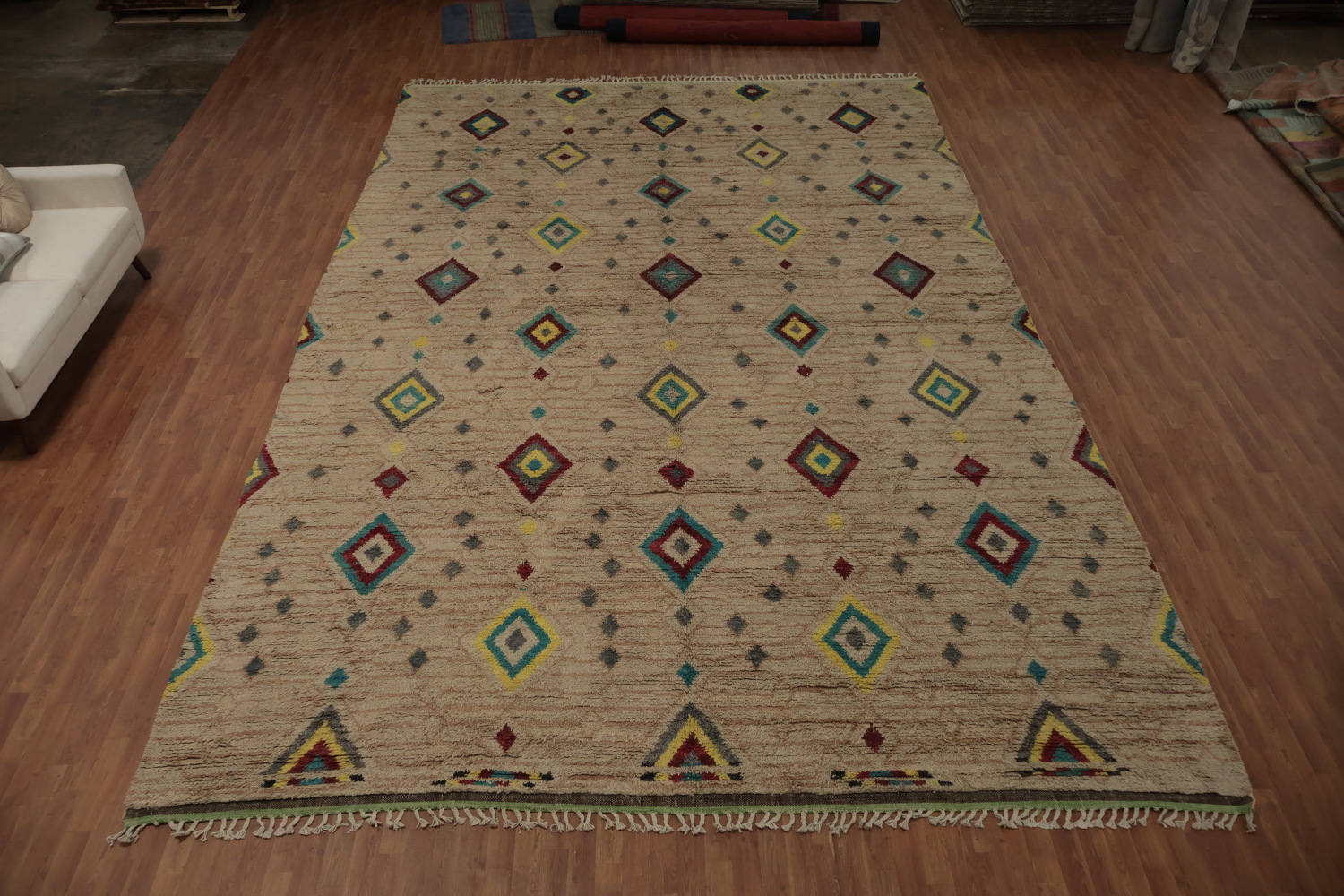 Intricate Diamonds Moroccan Large Rug 12x19 for Contemporary Homes