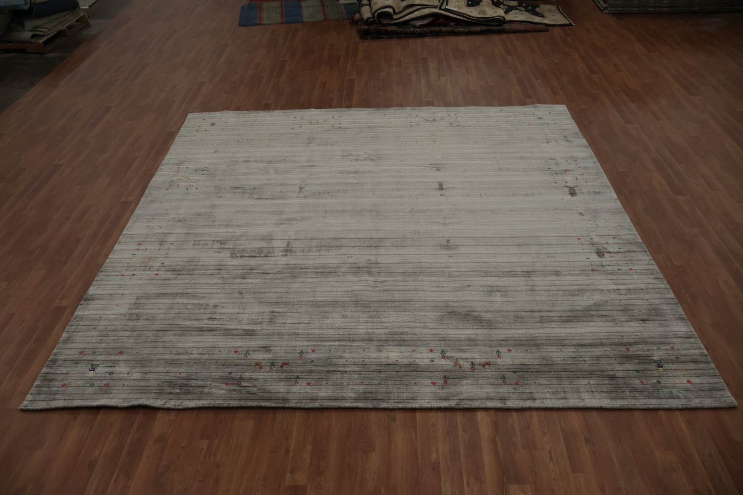 Sophisticated Neutral: Gray Square Gabbeh Rug 10x10