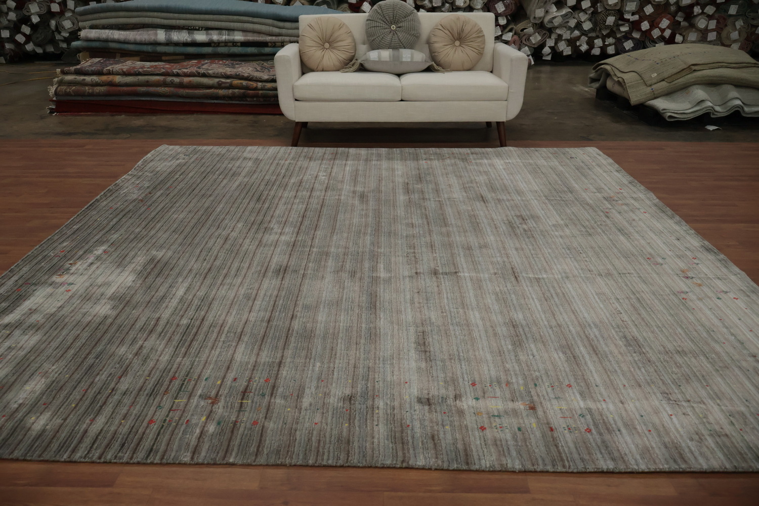 Sophisticated Neutral: Gray Square Gabbeh Rug 10x10