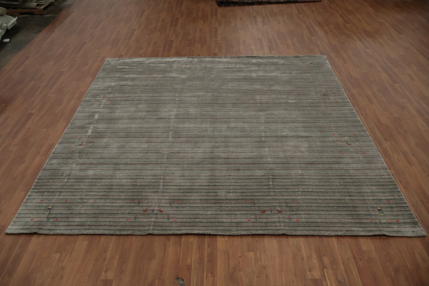 Sophisticated Neutral: Gray Square Gabbeh Rug 10x10
