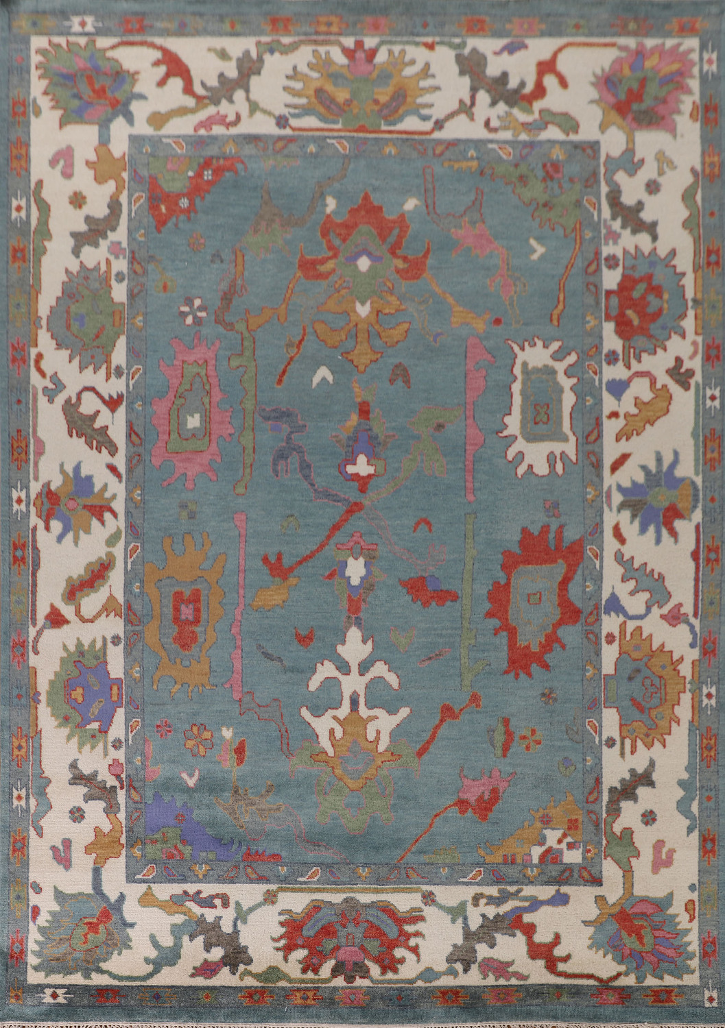 Floral Blue Oushak Indian Area Rug 9x12