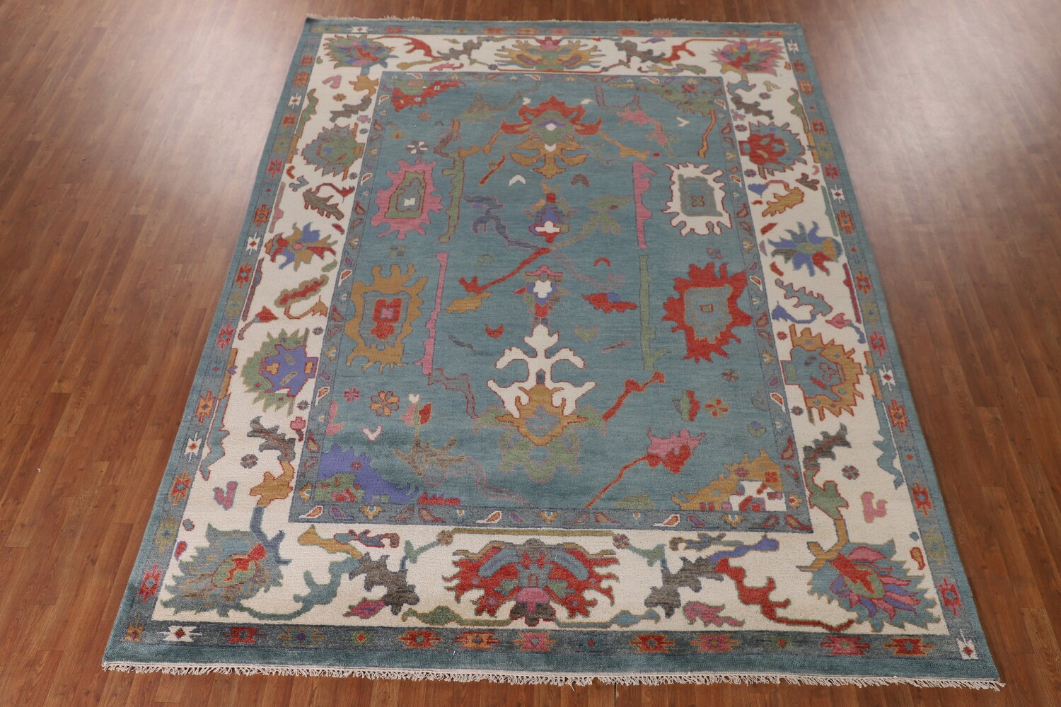 Floral Blue Oushak Indian Area Rug 9x12