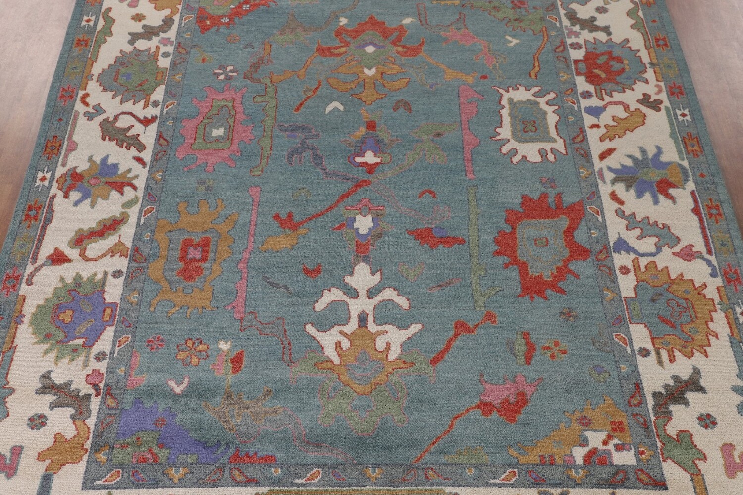 Floral Blue Oushak Indian Area Rug 9x12