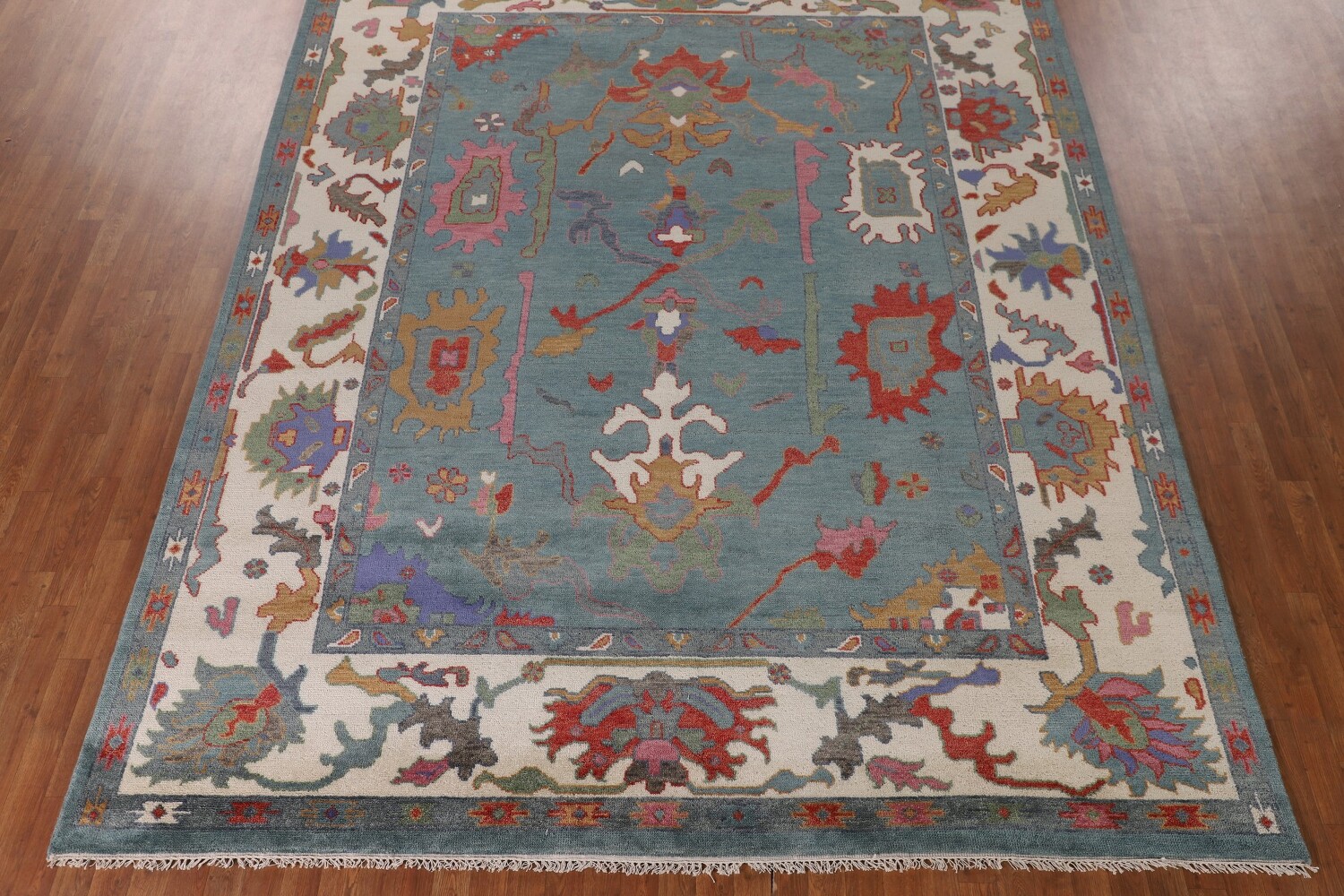 Floral Blue Oushak Indian Area Rug 9x12