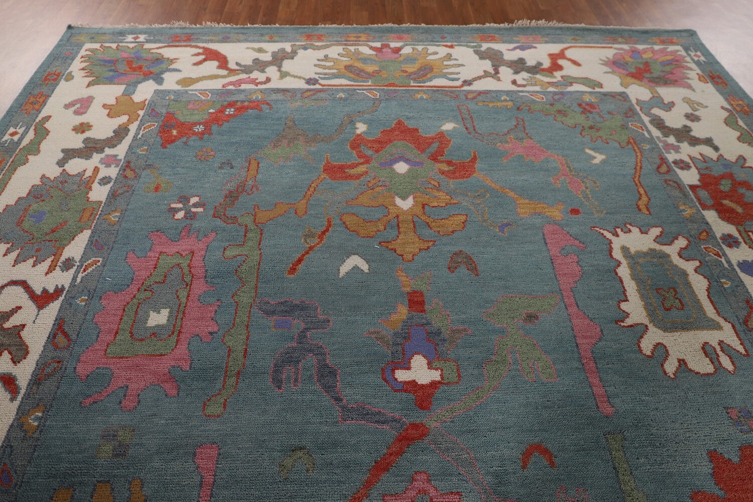 Floral Blue Oushak Indian Area Rug 9x12