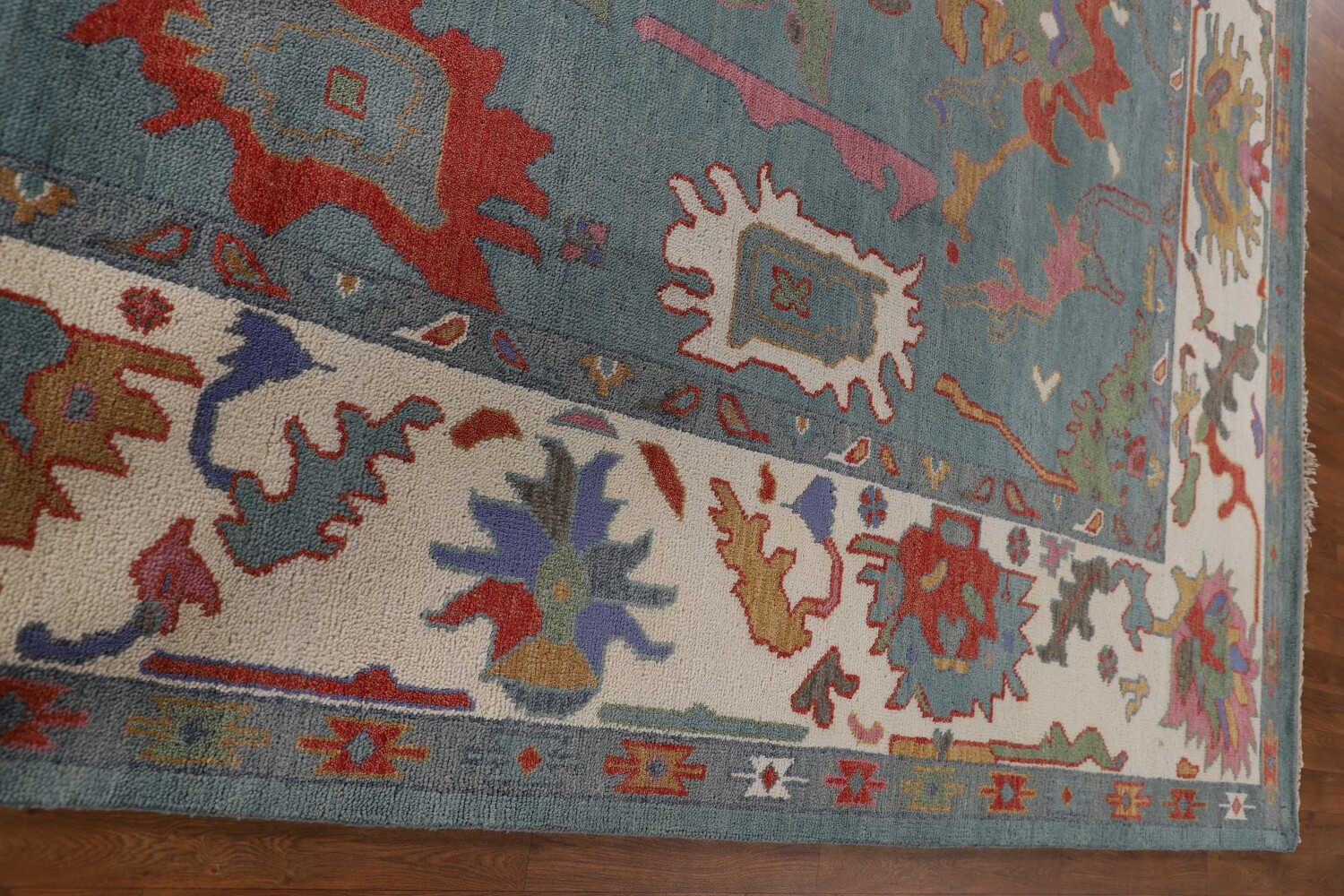 Floral Blue Oushak Indian Area Rug 9x12