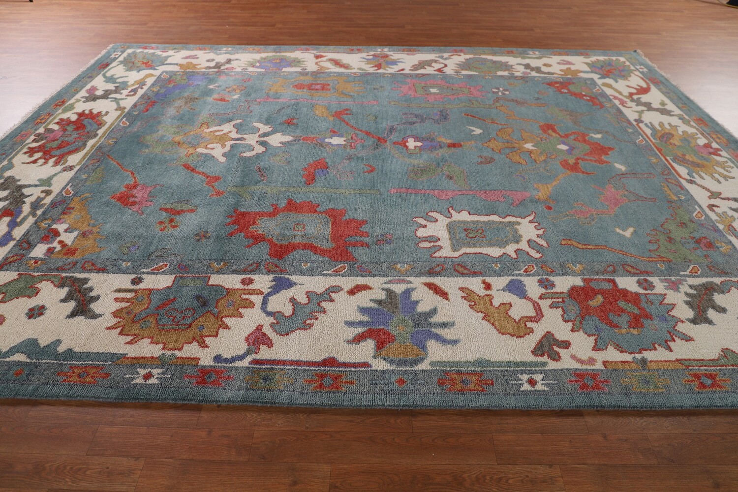 Floral Blue Oushak Indian Area Rug 9x12