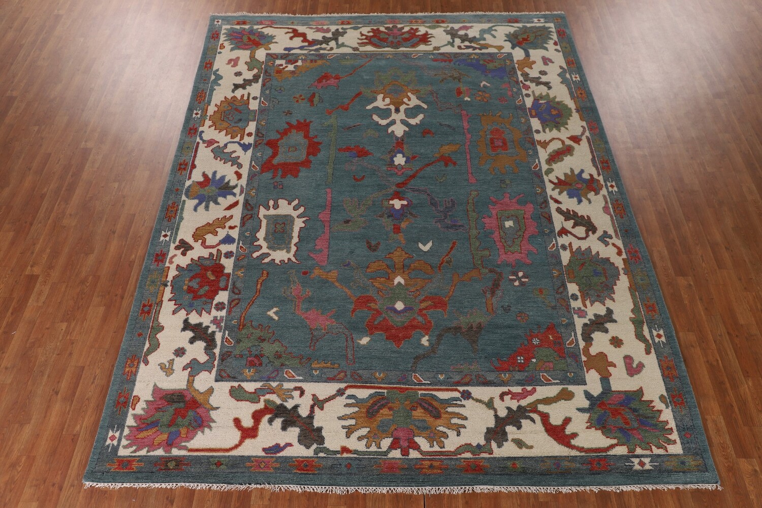 Floral Blue Oushak Indian Area Rug 9x12