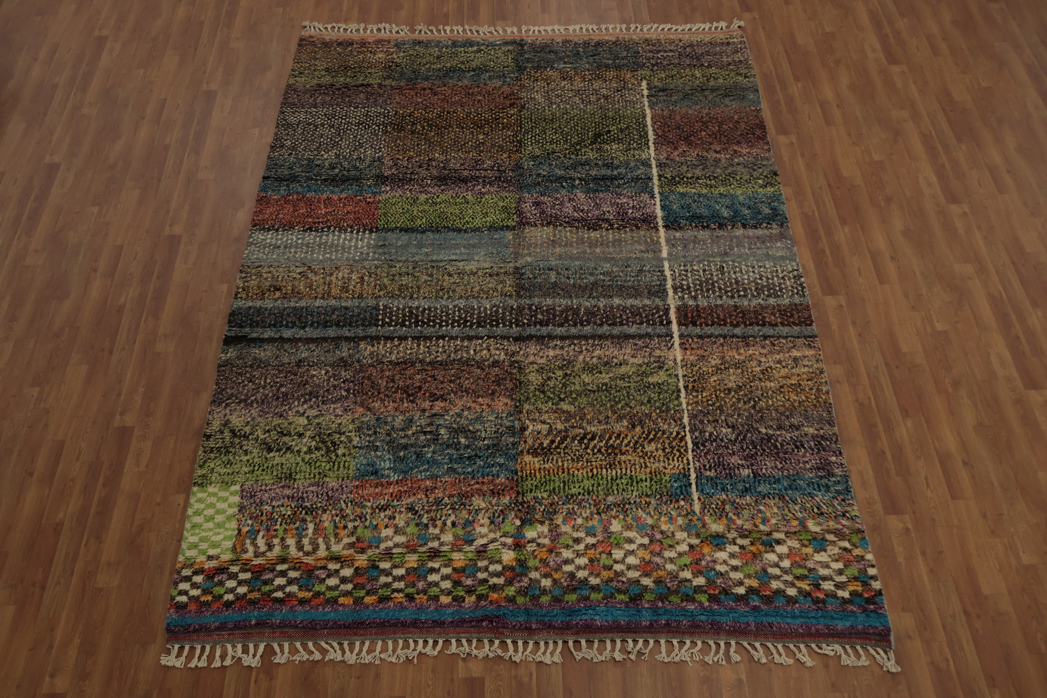 Colorful Patchwork Design Moroccan Area Rug 8x11 for Artistic Home Decor