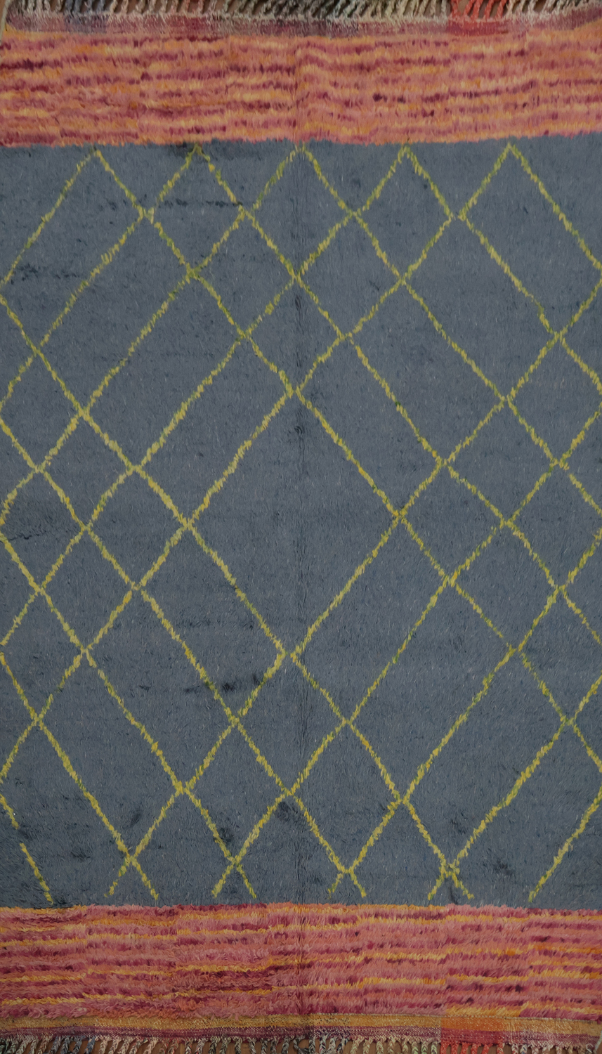 Chic Moroccan Area Rug 6x10 Contrasting Border Accents