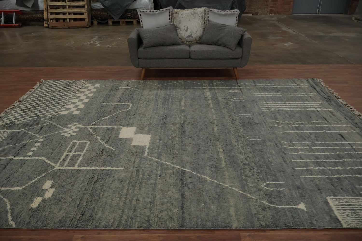 Geometric Moroccan Large Area Rug 9x13 in Elegant Shades of Grey