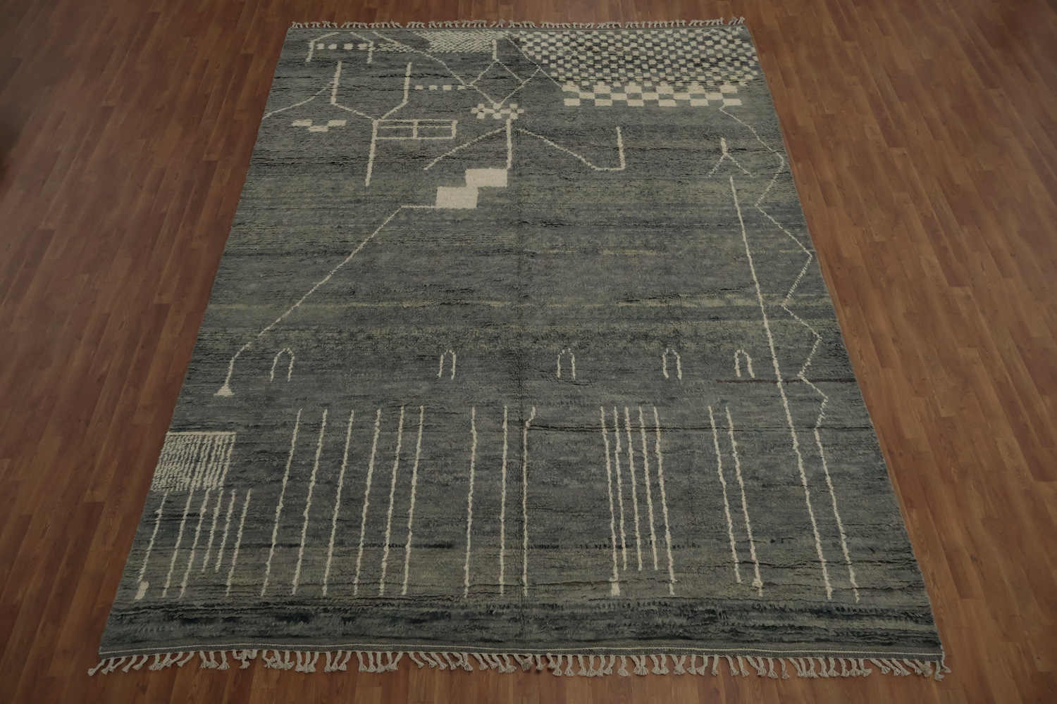 Geometric Moroccan Large Area Rug 9x13 in Elegant Shades of Grey
