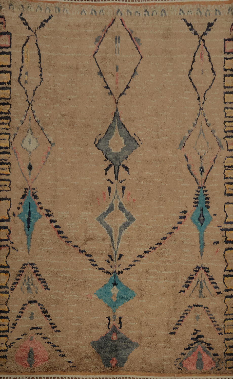 Playful Warm Palette Plush Moroccan Large Area Rug 9x13