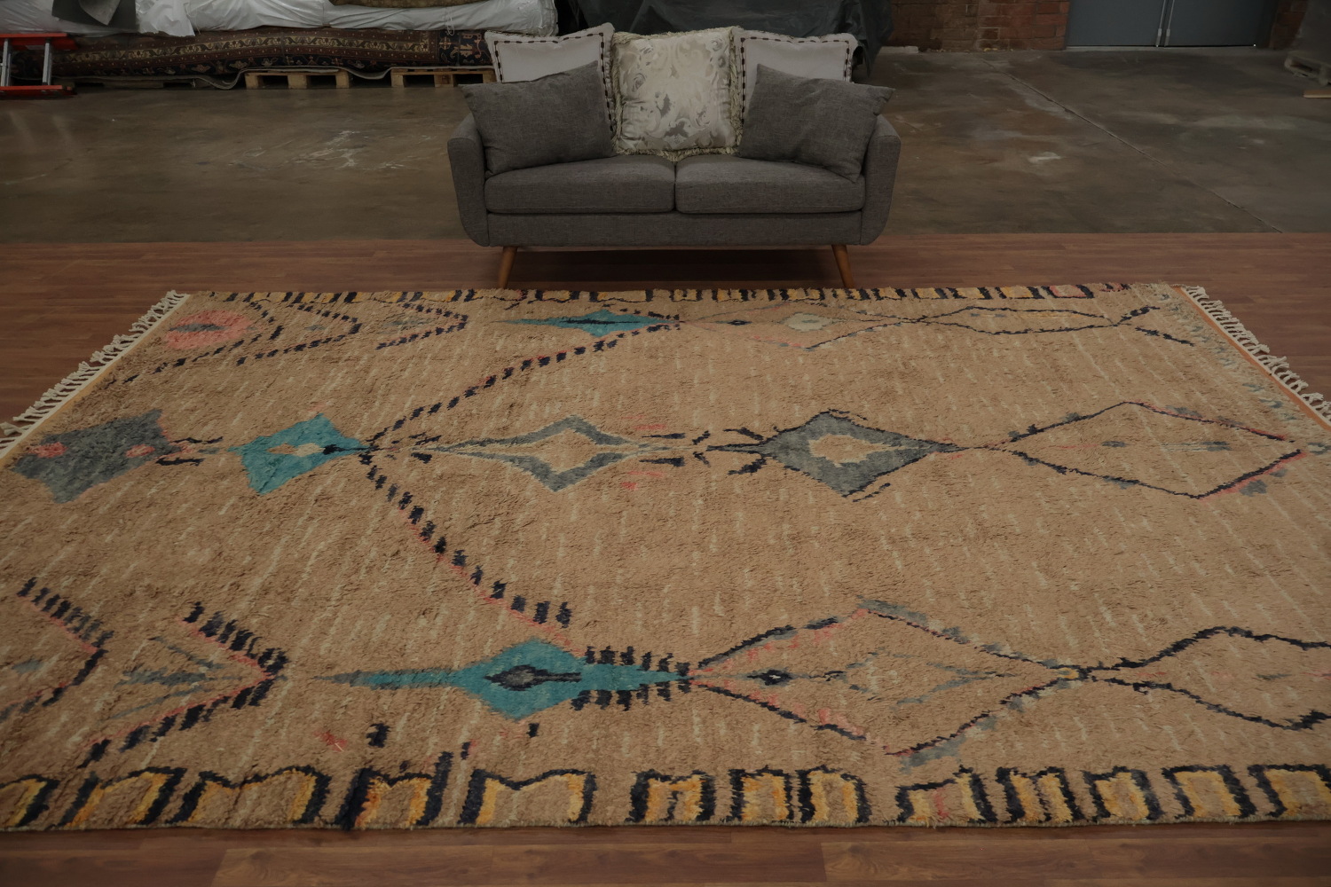 Playful Warm Palette Plush Moroccan Large Area Rug 9x13