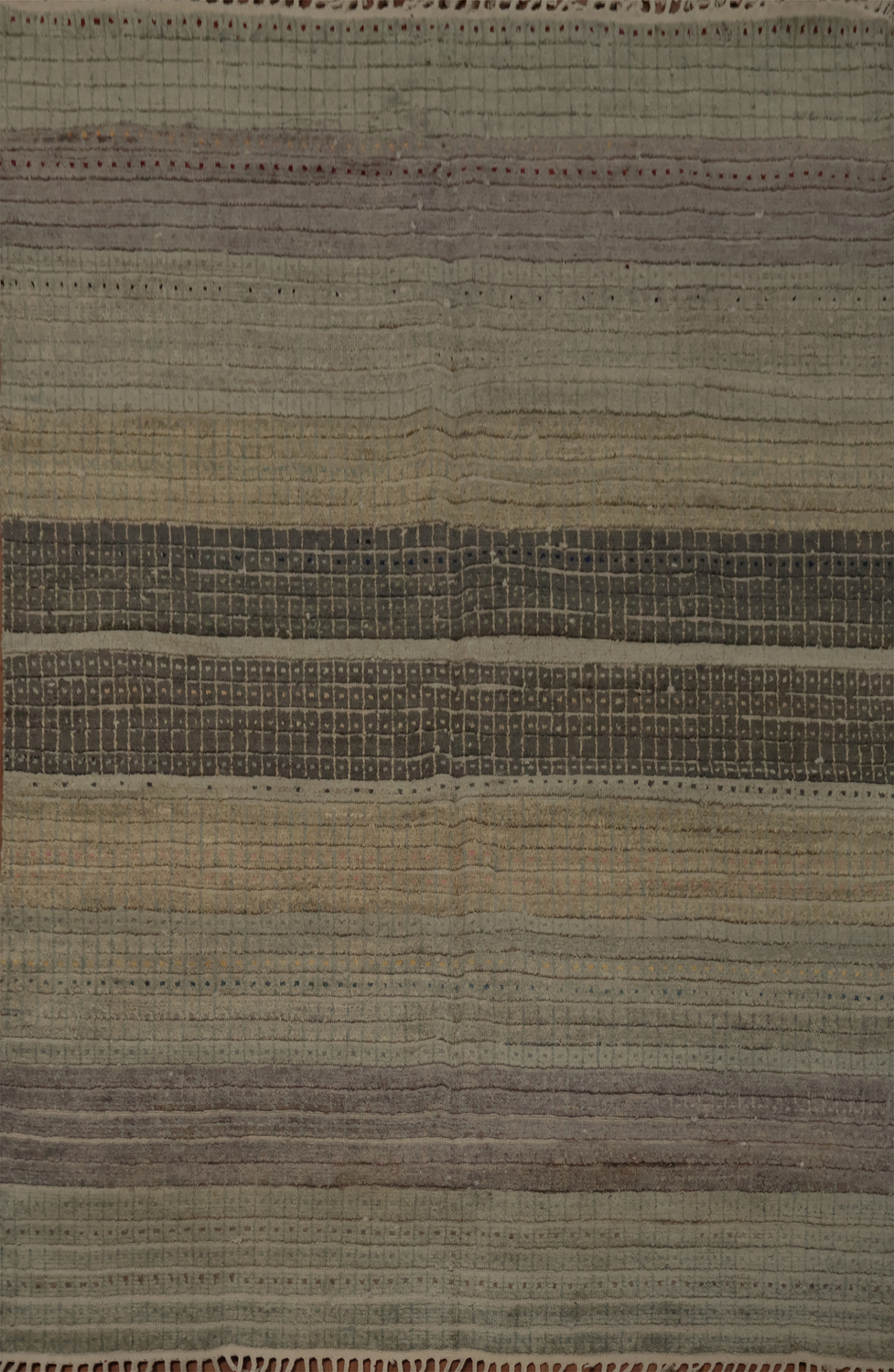 Earth Tone Moroccan Area Rug 8x10 with Subtle Textured Lines