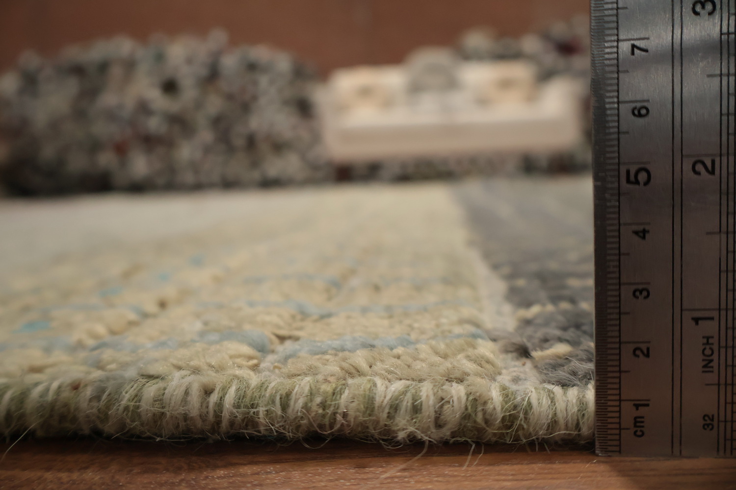 Earth Tone Moroccan Area Rug 8x10 with Subtle Textured Lines