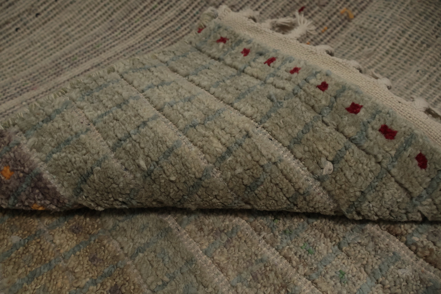 Earth Tone Moroccan Area Rug 8x10 with Subtle Textured Lines