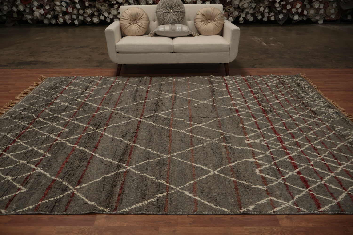 Stylish Moroccan Area Rug 8x11 with Subtle Lattice Detailing
