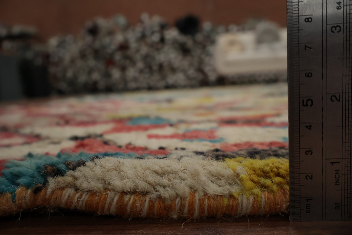 Bright Geometric Moroccan Area Rug 9x13 with Rich Diamond Forms