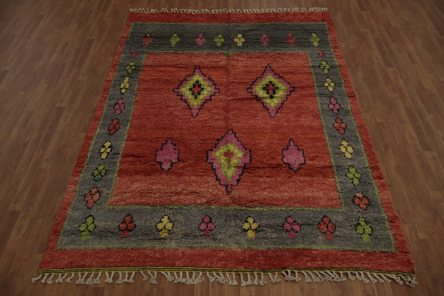 Vibrant Design Moroccan Area Rug 7x10 with Bold Geometric Motifs