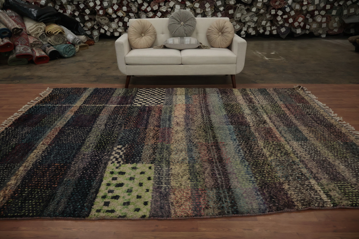 Checkered Plush Moroccan Pakistan Area Rug 8x11
