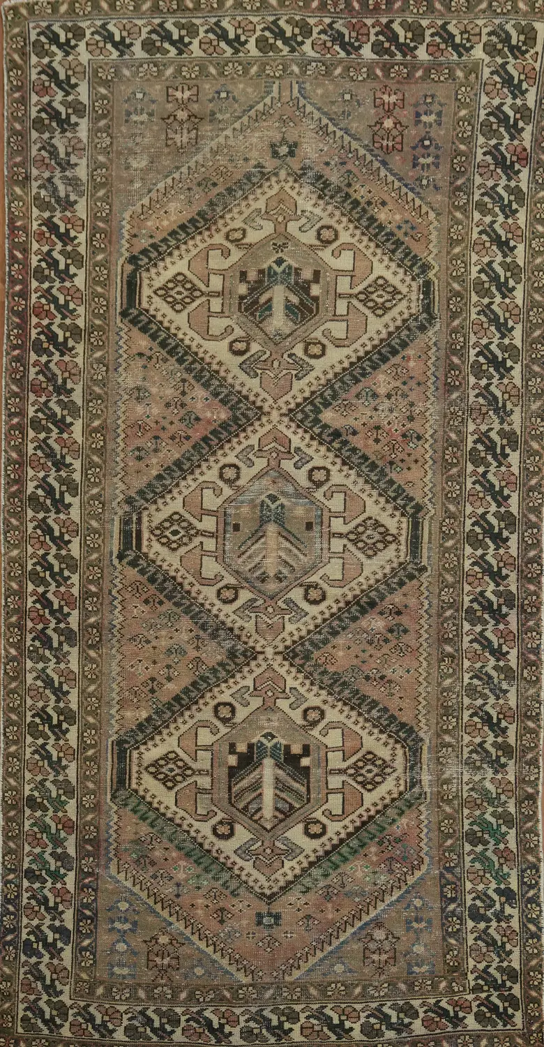 Vintage Geometric Tribal Bakhtiari Persian Rug 5x10
