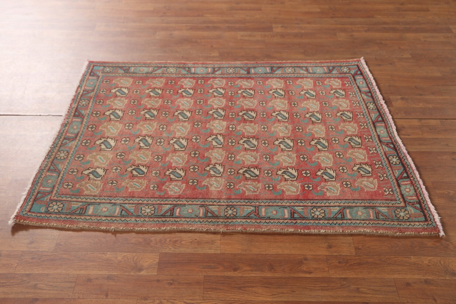 Vintage Geometric Tabriz Persian Rug 4x5