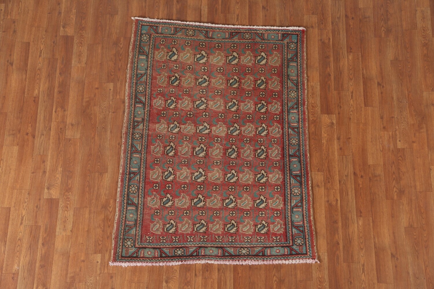 Vintage Geometric Tabriz Persian Rug 4x5