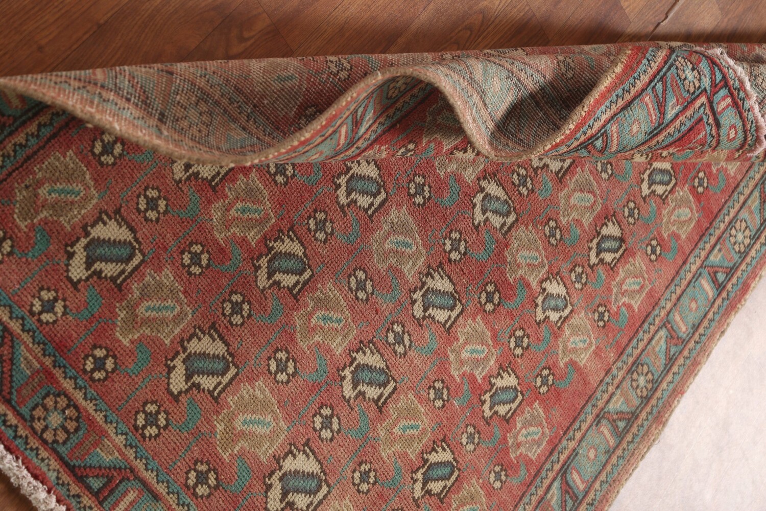 Vintage Geometric Tabriz Persian Rug 4x5