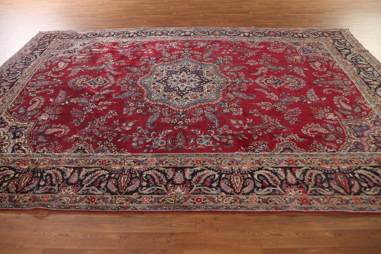 Antique Vegetable Dye Yazd Persian Area Rug 8x12