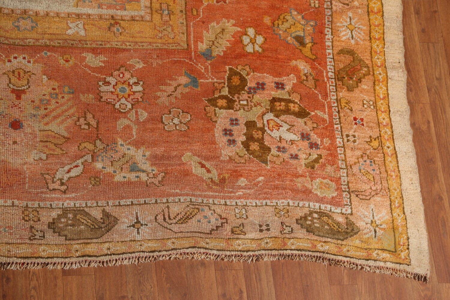 Pre-1900 Vegetable Dye Oushak Large Turkish Rug 12x18