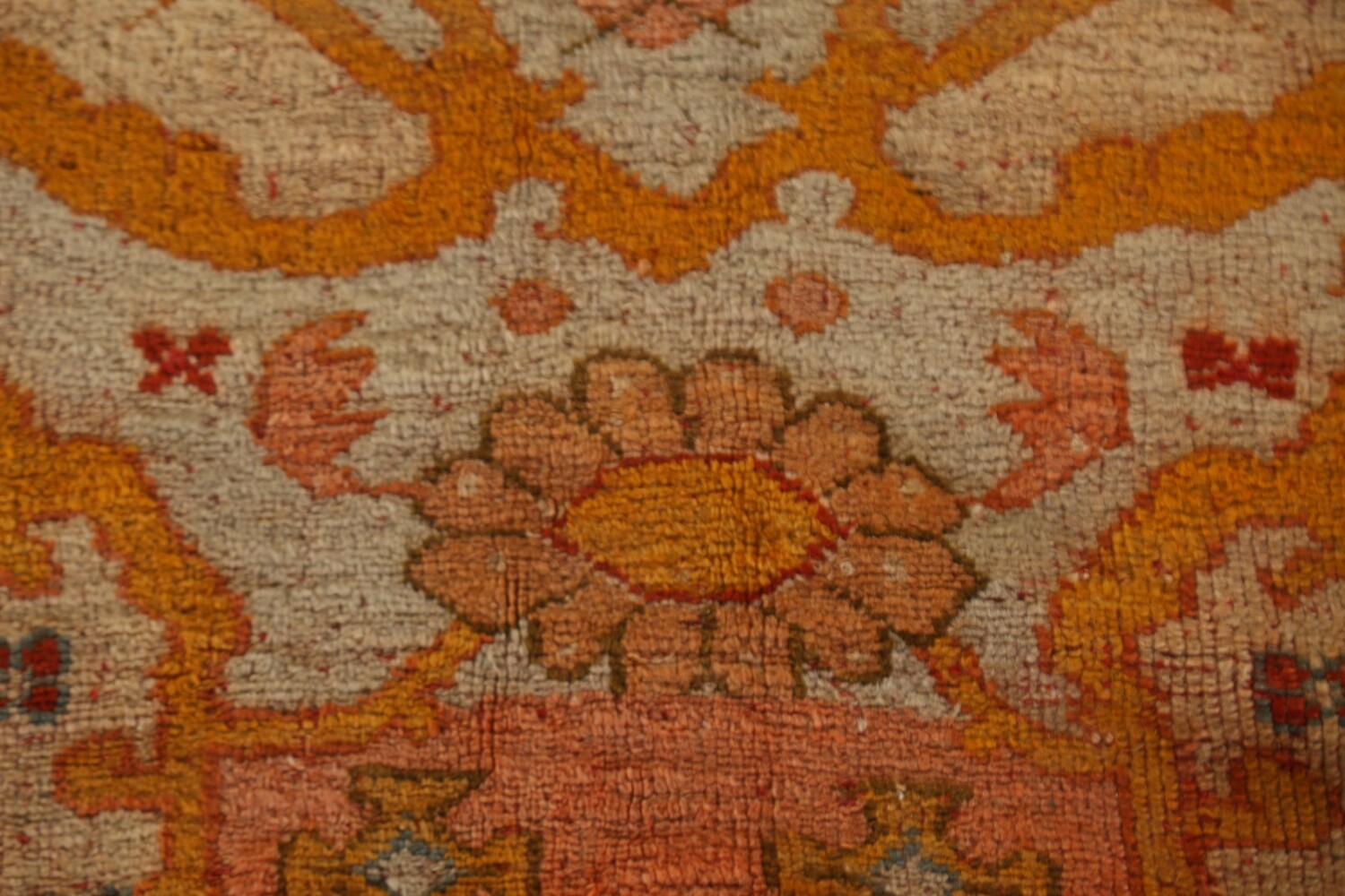 Pre-1900 Vegetable Dye Oushak Large Turkish Rug 12x18