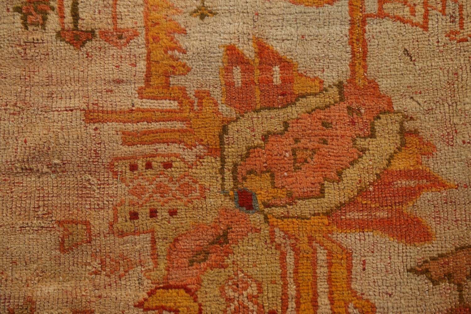 Pre-1900 Vegetable Dye Oushak Large Turkish Rug 12x18