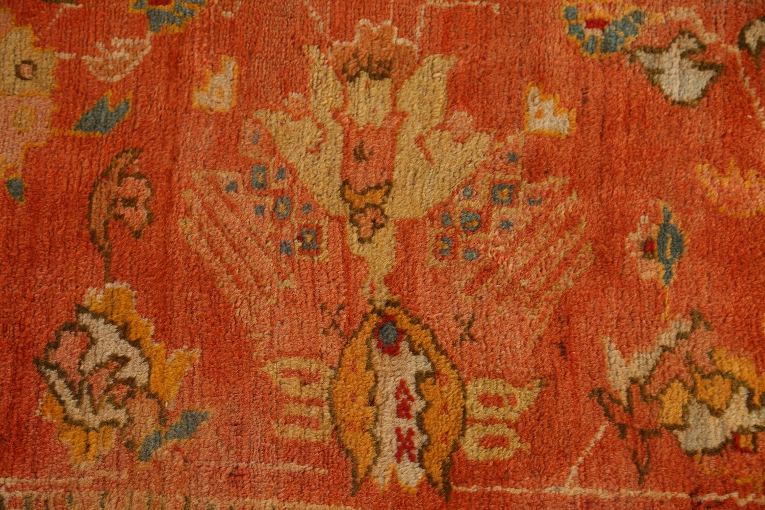 Pre-1900 Vegetable Dye Oushak Large Turkish Rug 12x18