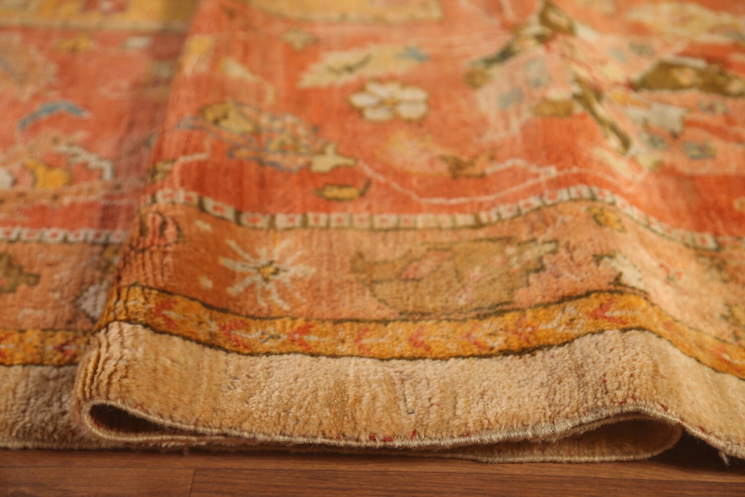 Pre-1900 Vegetable Dye Oushak Large Turkish Rug 12x18