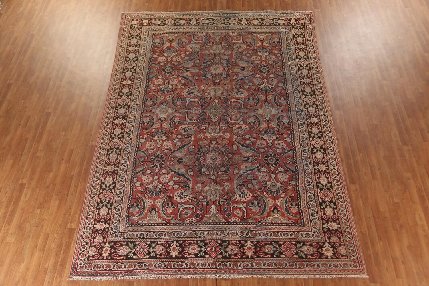 Pre-1900 Antique Floral Mahal Persian Area Rug 9x13