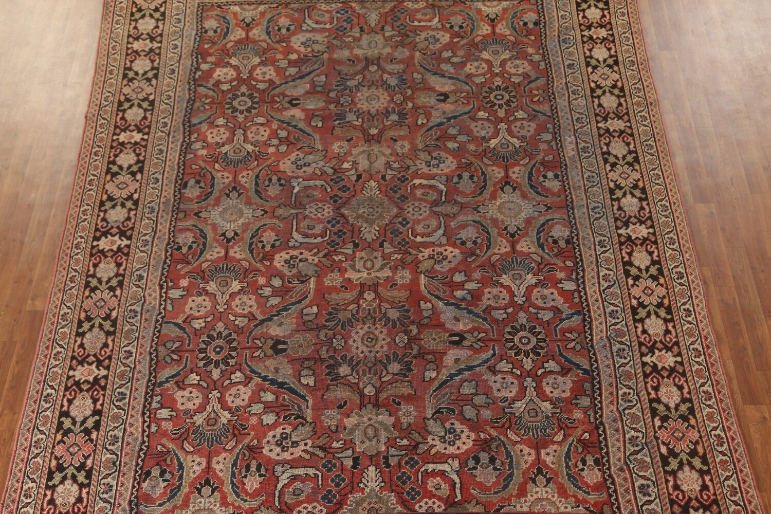 Pre-1900 Antique Floral Mahal Persian Area Rug 9x13