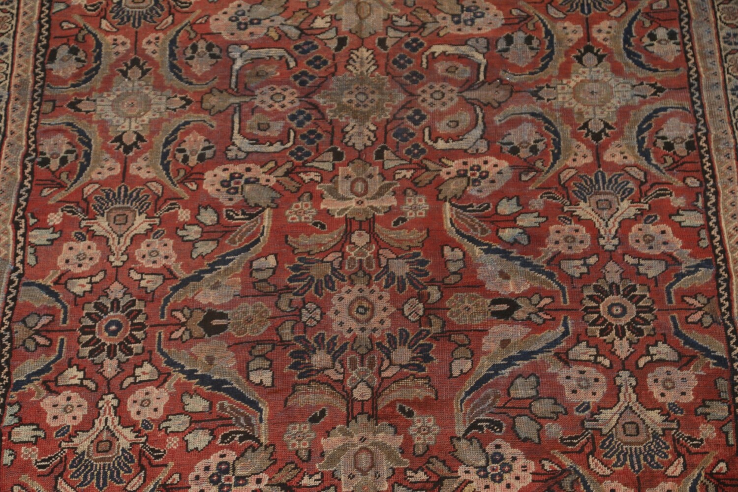 Pre-1900 Antique Floral Mahal Persian Area Rug 9x13