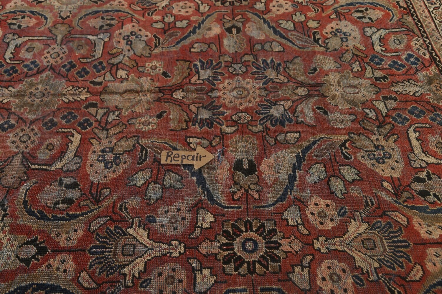 Pre-1900 Antique Floral Mahal Persian Area Rug 9x13