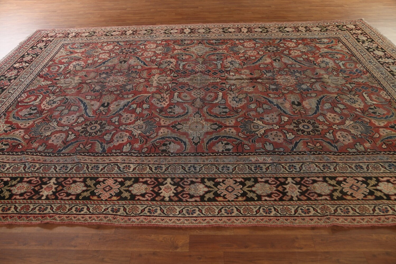 Pre-1900 Antique Floral Mahal Persian Area Rug 9x13