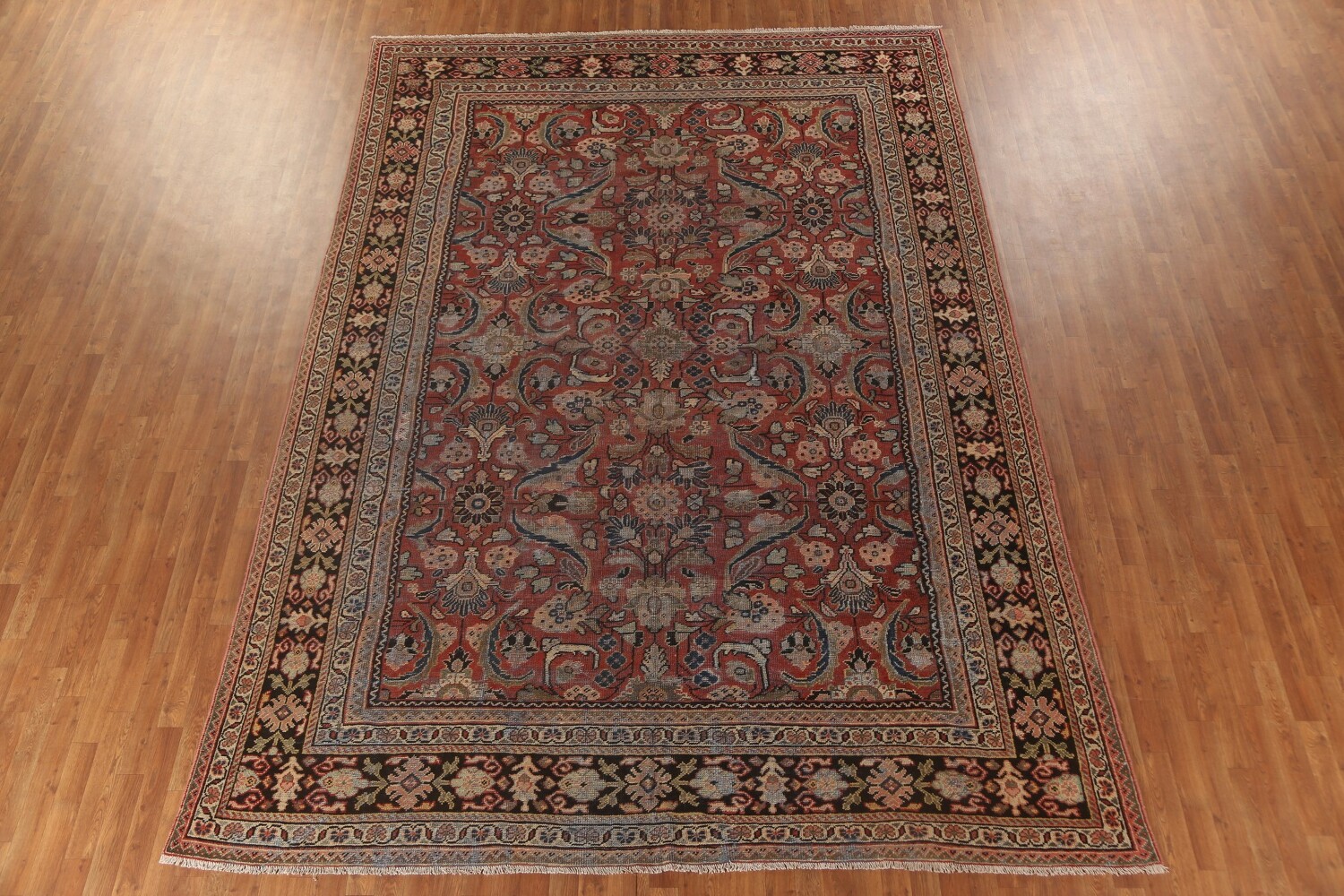 Pre-1900 Antique Floral Mahal Persian Area Rug 9x13
